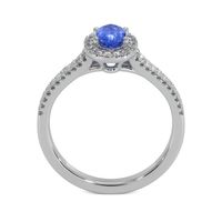 0.50 Ct. Blue Sapphire and Natural Diamond Pave Ring, Platinum 950 Image
