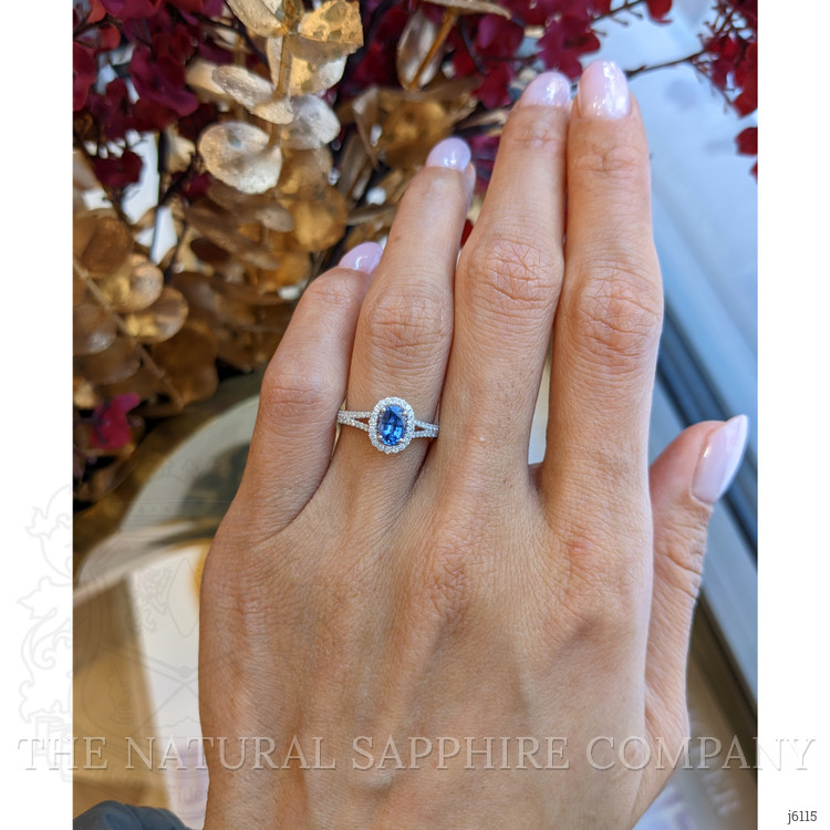 0.50 Ct. Blue Sapphire and Natural Diamond Pave Ring, Platinum 950