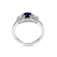 0.67 Ct. Blue Sapphire and Natural Diamond Three Stone Ring, Platinum 950 Image