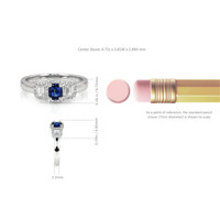 0.40 Ct. Blue Sapphire and Natural Diamond Three Stone Ring, Platinum 950 Image