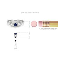 0.41 Ct. Blue Sapphire and Natural Diamond Three Stone Ring, Platinum 950 Image