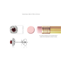 0.64 Ct.Tw. Ruby Natural Diamond Halo Earrings, 18K White Gold Image