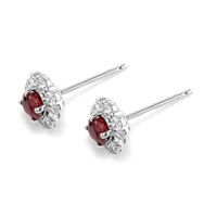 0.64 Ct.Tw. Ruby Natural Diamond Halo Earrings, 18K White Gold Image