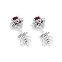0.64 Ct.Tw. Ruby Natural Diamond Halo Earrings, 18K White Gold Image