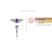 0.24 Ct. Blue Sapphire and Natural Diamond Three Stone Ring, Platinum 950 Image