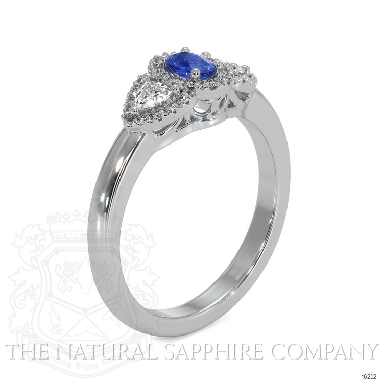0.24 Ct. Blue Sapphire and Natural Diamond Three Stone Ring, Platinum 950