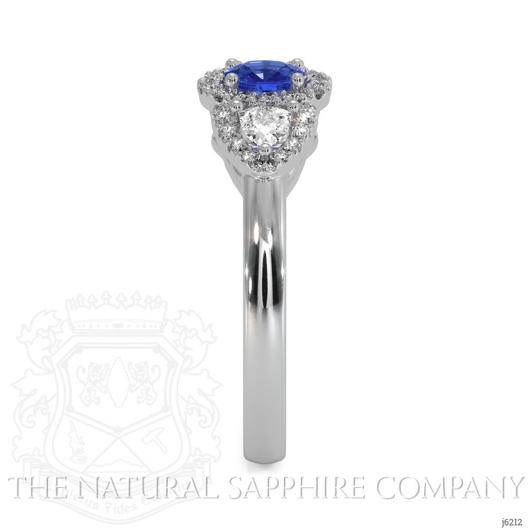 0.24 Ct. Blue Sapphire and Natural Diamond Three Stone Ring, Platinum 950