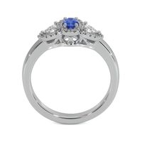 0.24 Ct. Blue Sapphire and Natural Diamond Three Stone Ring, Platinum 950 Image
