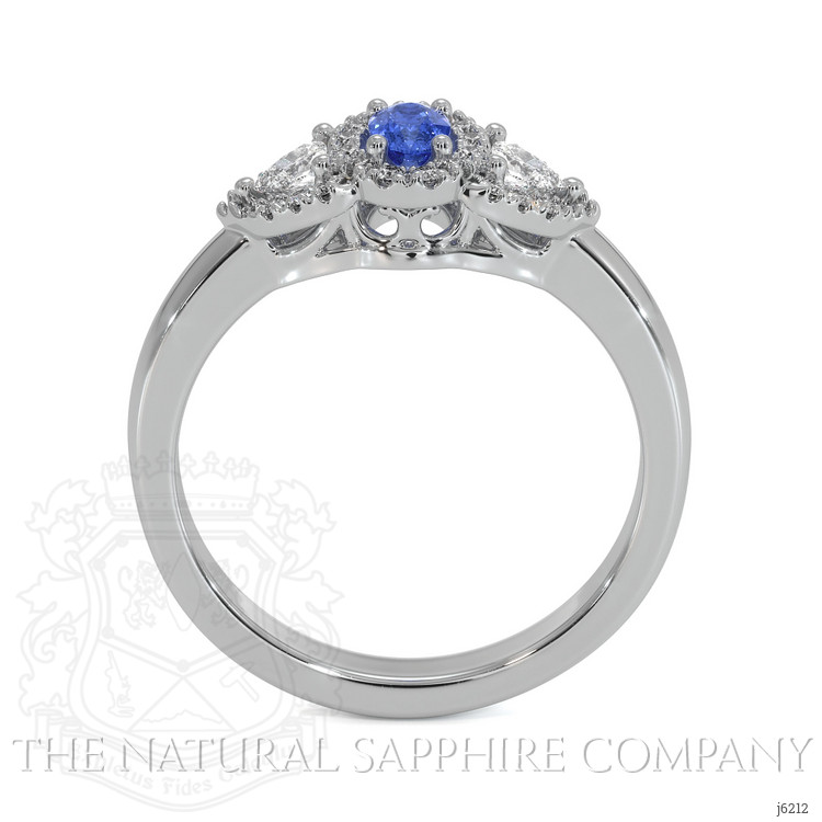 0.24 Ct. Blue Sapphire and Natural Diamond Three Stone Ring, Platinum 950