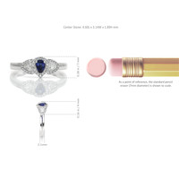 0.20 Ct. Blue Sapphire and Natural Diamond Three Stone Ring, Platinum 950 Image