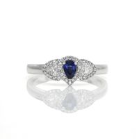 0.20 Ct. Blue Sapphire and Natural Diamond Three Stone Ring, Platinum 950 Video