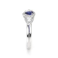 0.20 Ct. Blue Sapphire and Natural Diamond Three Stone Ring, Platinum 950 Image
