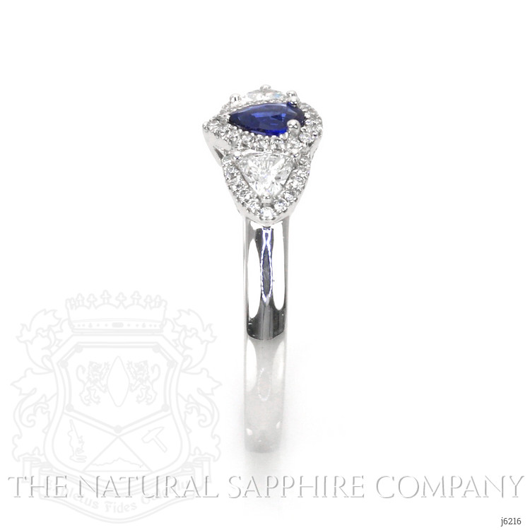 0.20 Ct. Blue Sapphire and Natural Diamond Three Stone Ring, Platinum 950