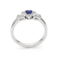 0.20 Ct. Blue Sapphire and Natural Diamond Three Stone Ring, Platinum 950 Image