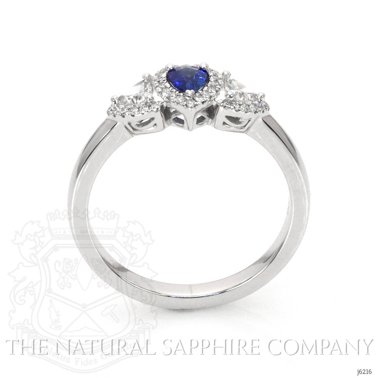 0.20 Ct. Blue Sapphire and Natural Diamond Three Stone Ring, Platinum 950