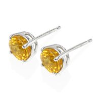 2.37 Ct.Tw. Yellowish Brown Sapphire Studs Earrings, 14K White Gold Image