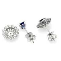 1.23&nbsp;Ct.Tw.Total Carat Weight Blue Sapphire and Natural Diamond Halo Earrings, 18K White Gold Image