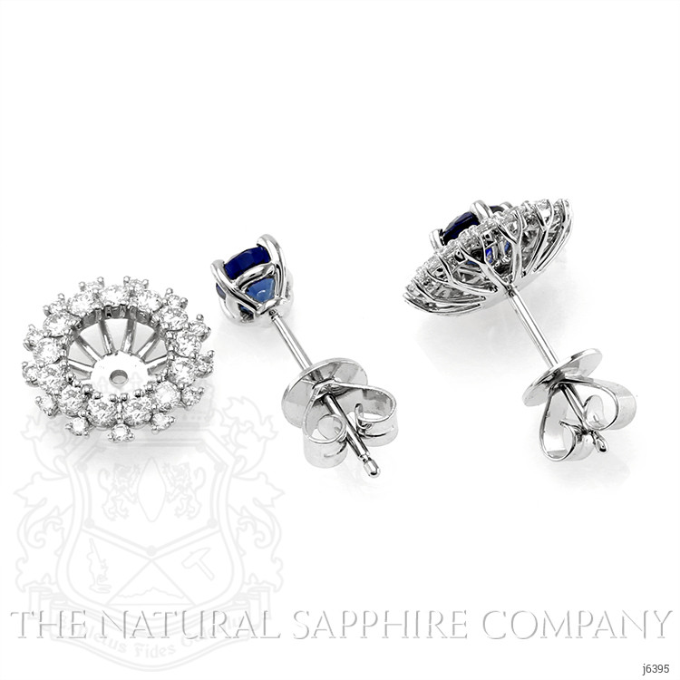 1.23 Ct.Tw. Blue Sapphire and Natural Diamond Halo Earrings, 18K White Gold