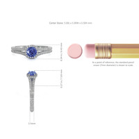 0.65 Ct. Blue Sapphire and Natural Diamond Pave Ring, 18K White Gold Image