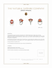 28.85 Ct. Padparadscha Sapphire and Natural Diamond Three Stone Ring, Platinum 950 Appraisal