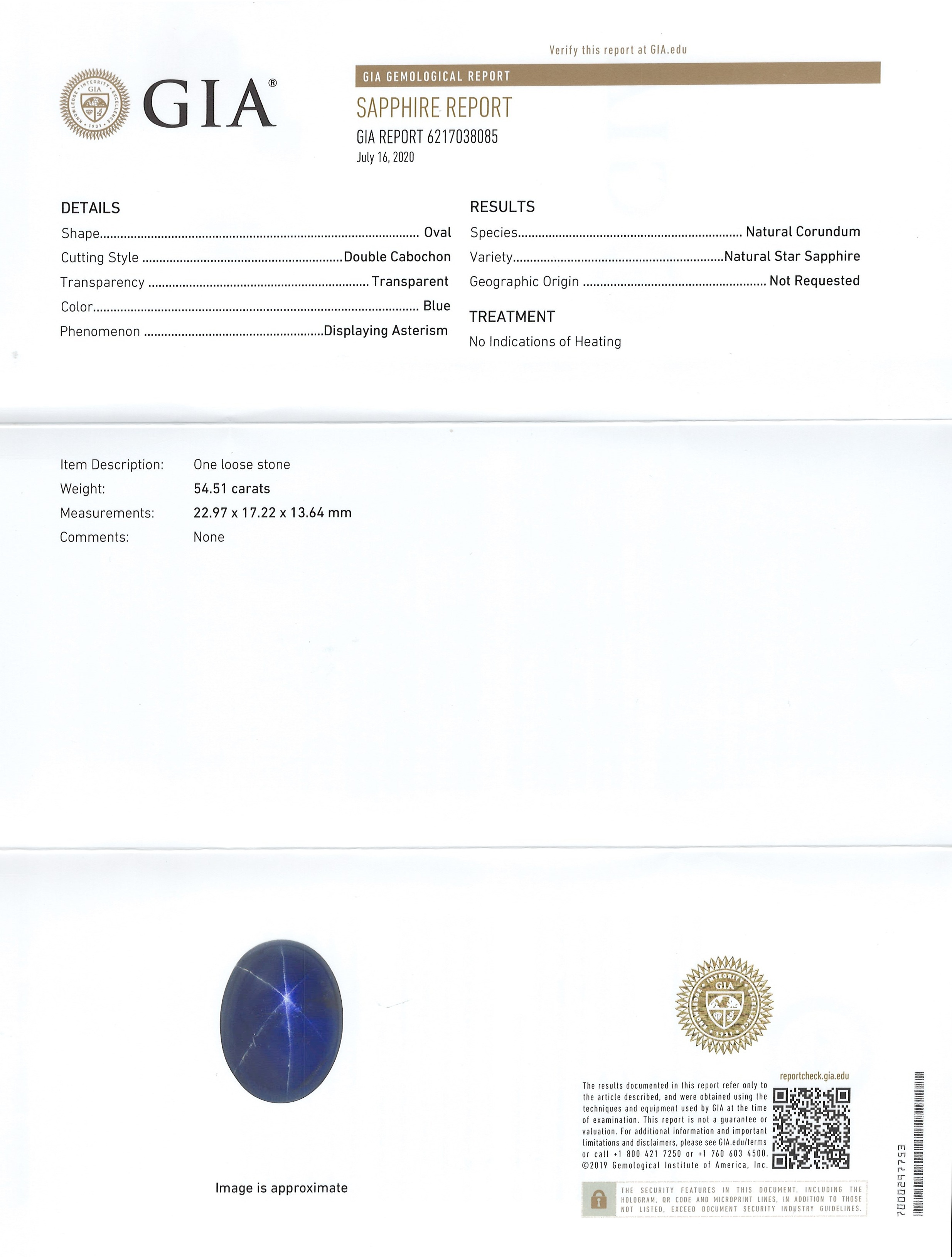 54.51 Ct. Blue Sapphire and Natural Diamond Three Stone Ring, Platinum 950