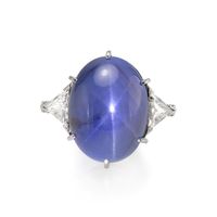 54.51 Ct. Blue Sapphire and Natural Diamond Three Stone Ring, Platinum 950 Video