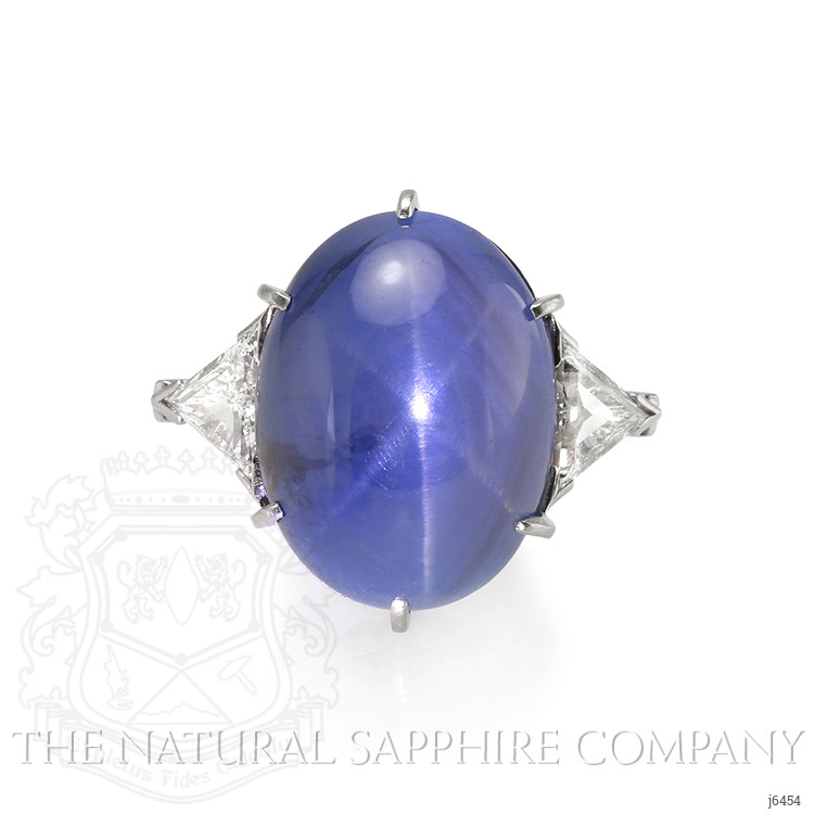 54.51 Ct. Blue Sapphire and Natural Diamond Three Stone Ring, Platinum 950