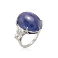 54.51 Ct. Blue Sapphire and Natural Diamond Three Stone Ring, Platinum 950 Image