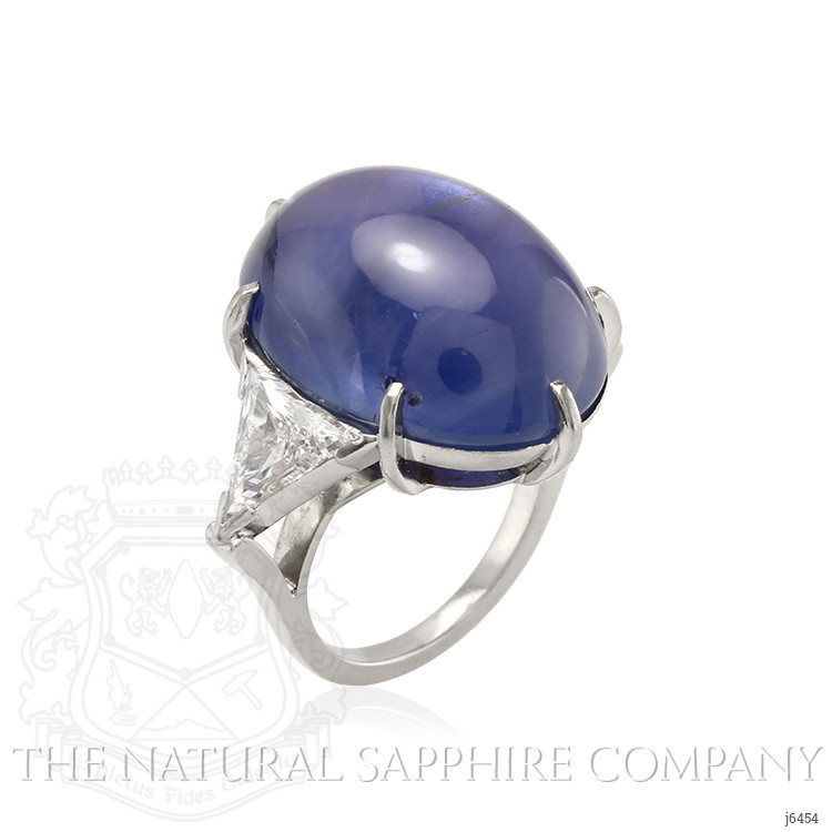 54.51 Ct. Blue Sapphire and Natural Diamond Three Stone Ring, Platinum 950