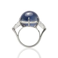 54.51 Ct. Blue Sapphire and Natural Diamond Three Stone Ring, Platinum 950 Image