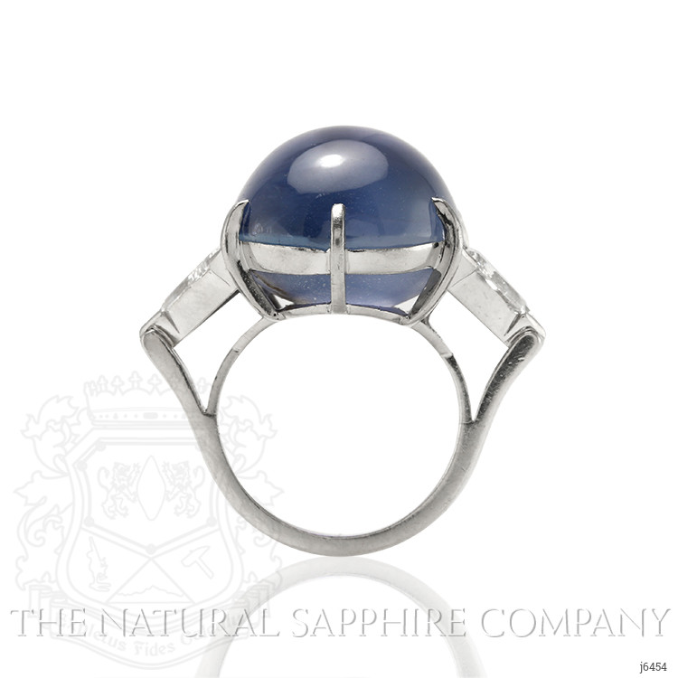 54.51 Ct. Blue Sapphire and Natural Diamond Three Stone Ring, Platinum 950