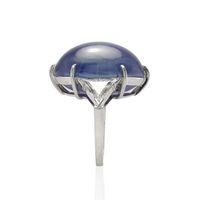 54.51 Ct. Blue Sapphire and Natural Diamond Three Stone Ring, Platinum 950 Image