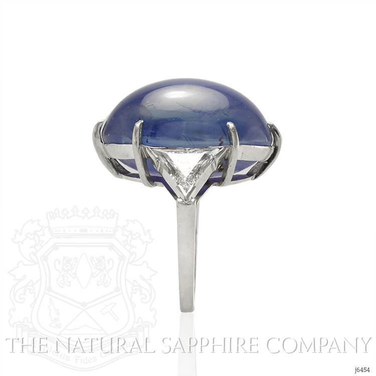 54.51 Ct. Blue Sapphire and Natural Diamond Three Stone Ring, Platinum 950