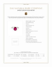 2.21 Ct. Ruby Natural Diamond Three Stone Ring, Platinum 950 Scan Report