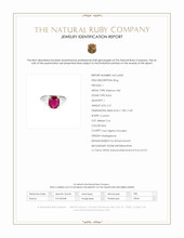 2.21 Ct. Ruby and Natural Diamond Three Stone Ring, Platinum 950 Scan Report