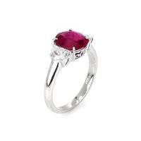 2.21 Ct. Ruby Natural Diamond Three Stone Ring, Platinum 950 Image