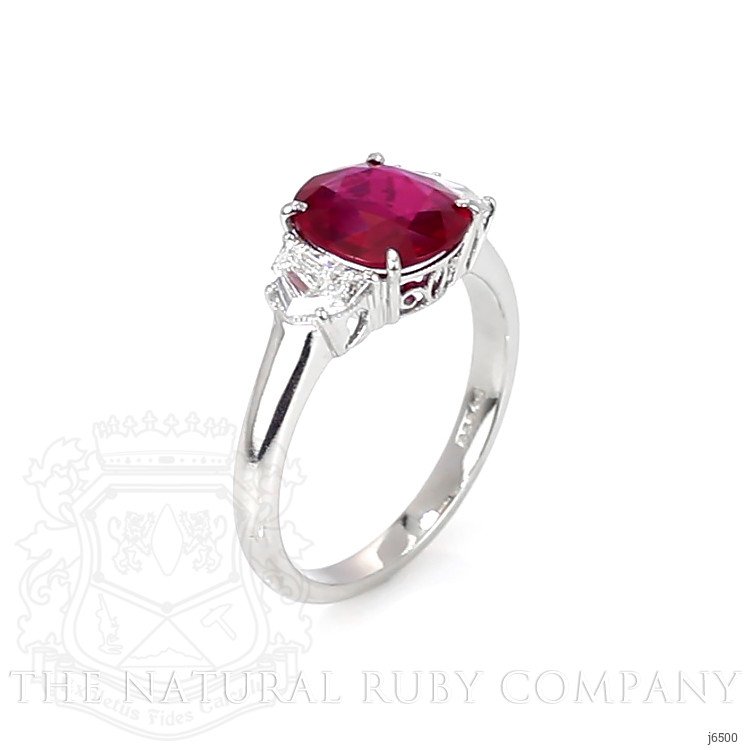 2.21 Ct. Ruby Natural Diamond Three Stone Ring, Platinum 950