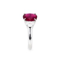 2.21 Ct. Ruby Natural Diamond Three Stone Ring, Platinum 950 Image