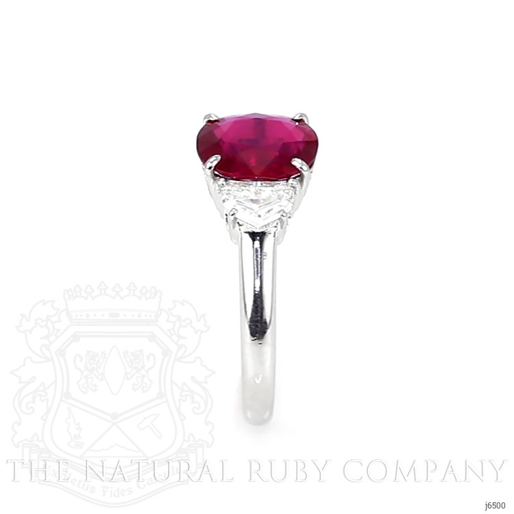 2.21 Ct. Ruby Natural Diamond Three Stone Ring, Platinum 950