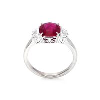 2.21 Ct. Ruby Natural Diamond Three Stone Ring, Platinum 950 Image
