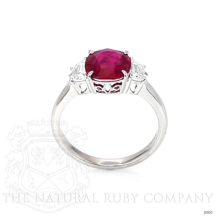 2.21 Ct. Ruby Natural Diamond Three Stone Ring, Platinum 950