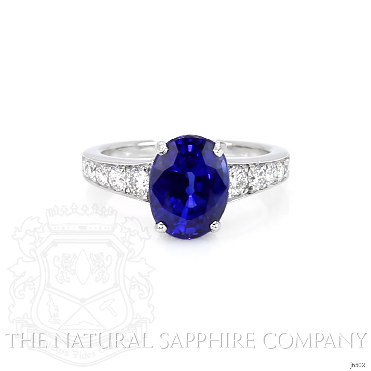 4.00 Ct. Blue Sapphire and Natural Diamond Pave Ring, Platinum 950