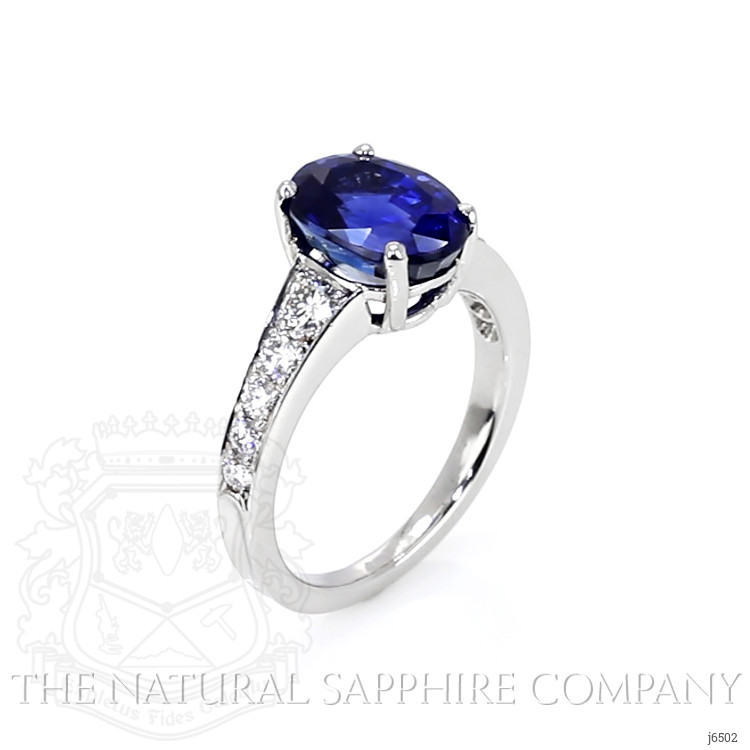 4.00 Ct. Blue Sapphire and Natural Diamond Pave Ring, Platinum 950