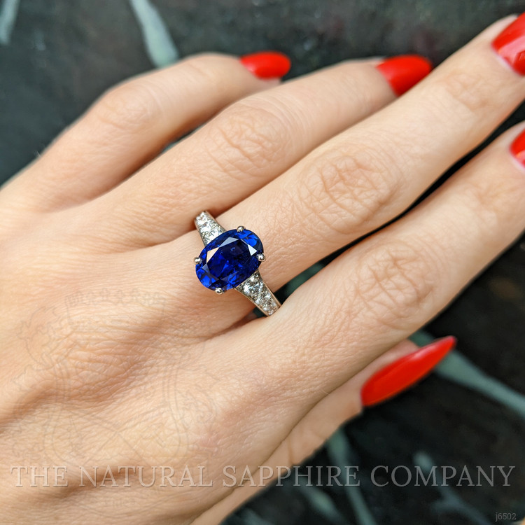 4.00 Ct. Blue Sapphire and Natural Diamond Pave Ring, Platinum 950
