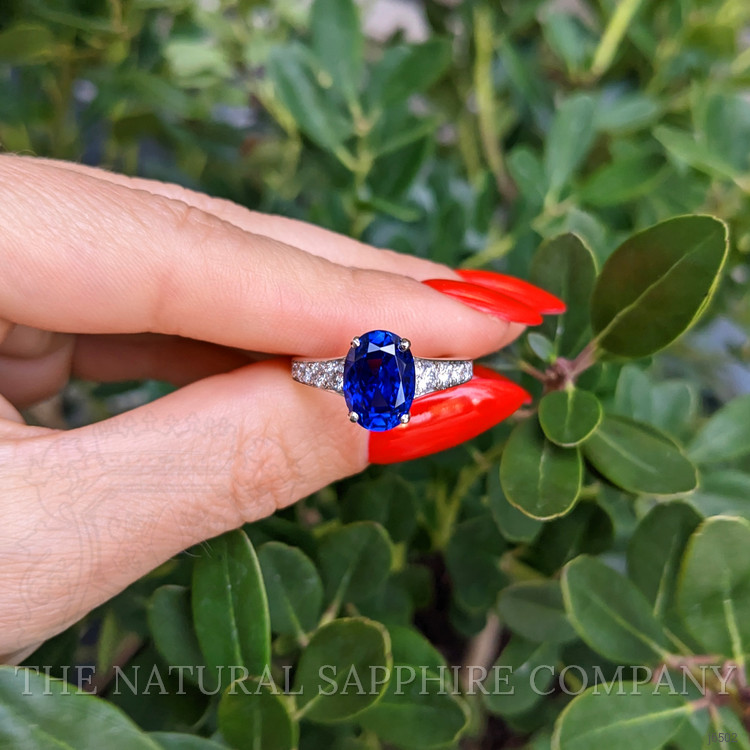 4.00 Ct. Blue Sapphire and Natural Diamond Pave Ring, Platinum 950