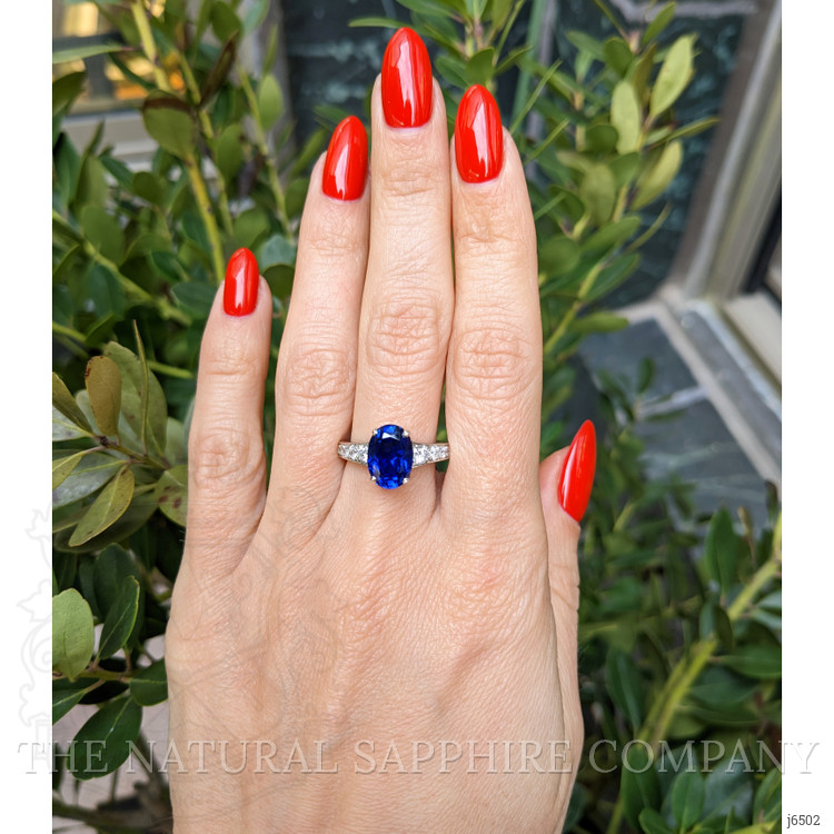 4.00 Ct. Blue Sapphire and Natural Diamond Pave Ring, Platinum 950