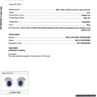4.53 Ct.Tw.Total Carat Weight Blue Sapphire and Natural Diamond Pave Earrings, Platinum 950 Scan Report