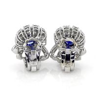 4.53 Ct.Tw. Blue Sapphire and Natural Diamond Antique Style Earrings, Platinum 950 Image