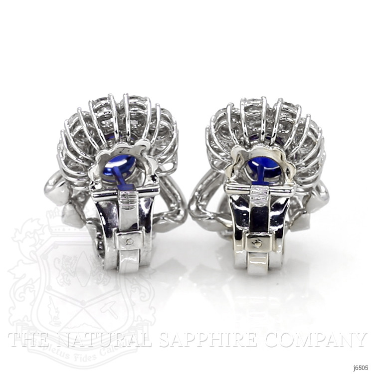 4.53 Ct.Tw. Blue Sapphire and Natural Diamond Antique Style Earrings, Platinum 950