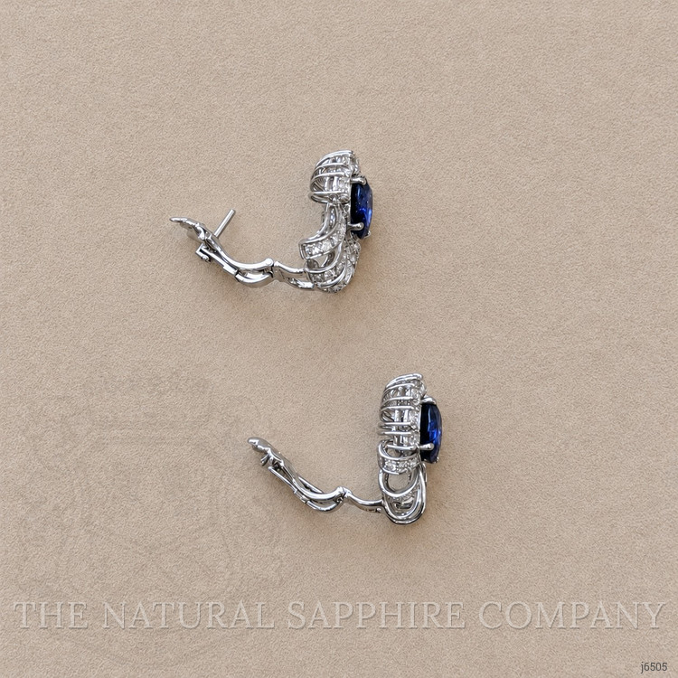 4.53 Ct.Tw. Blue Sapphire and Natural Diamond Pave Earrings, Platinum 950